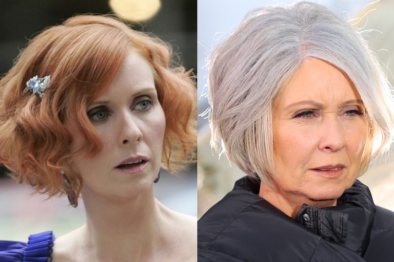 actresses natural gray hair
