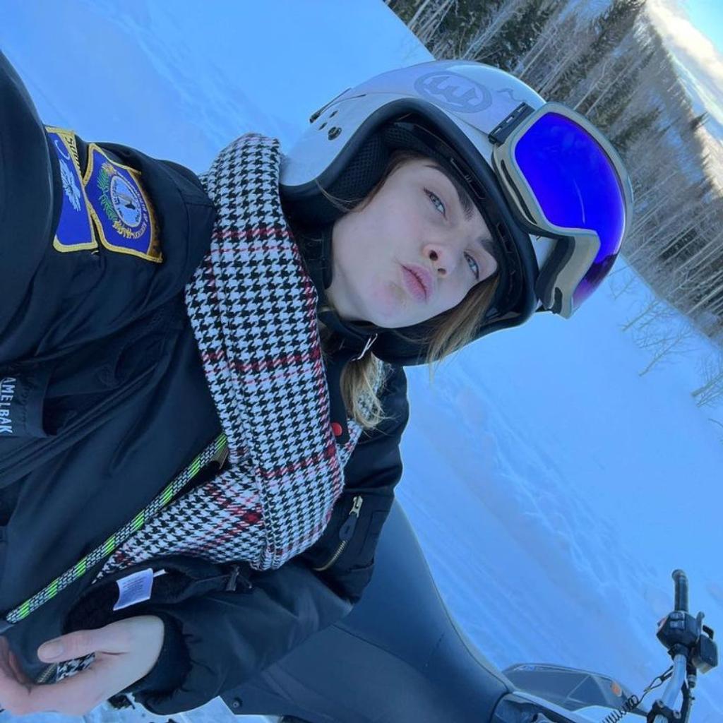 Cara Delevingne Snowmobiling Selfie